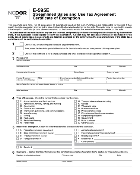 Sales Tax Certificate Form E-595E